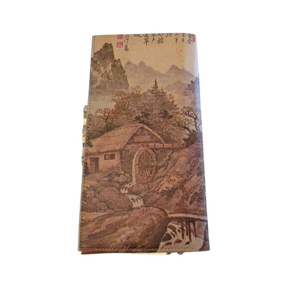 VTG Asian Landscape Wallet Renovation of Quanquelu Mountain Kiss Lock Closure - Picture 3 of 5